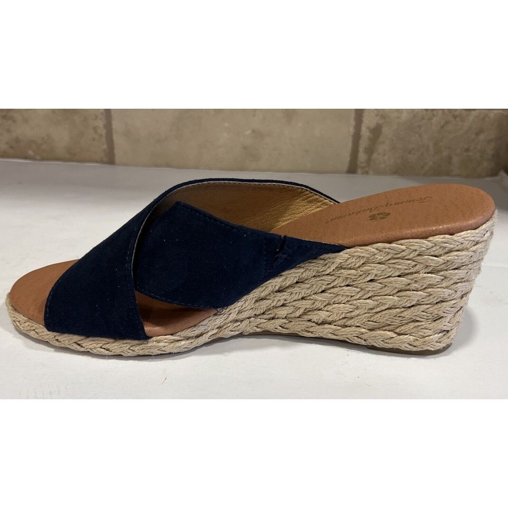 Tommy Bahama Stacey Slip On Open Toe‎ Blue Espadrille Wedge Sandals Women's 8